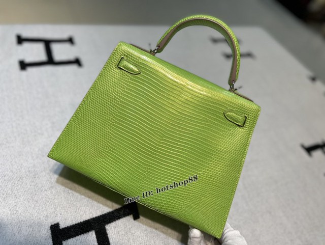 Hermes專櫃經典款鉑金手提女包 蜜蠟線手工縫製 愛馬仕Birkin25蜥蜴皮包 ttd1114